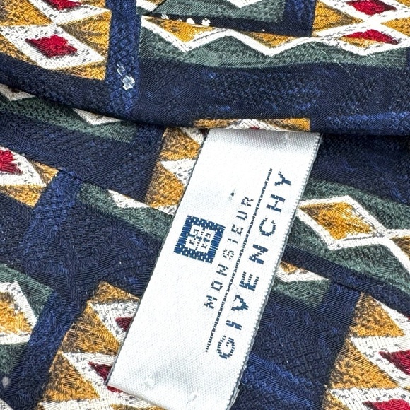 Givenchy Monsieur Vintage 100% Silk Men's Tie, Abstract Geometric Multicolor - Picture 6 of 13